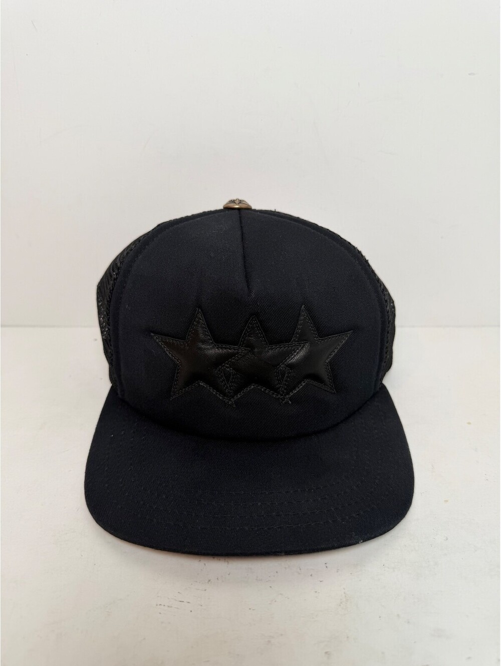 Chrome Hearts 3 Star Trucker Hat Black Mens